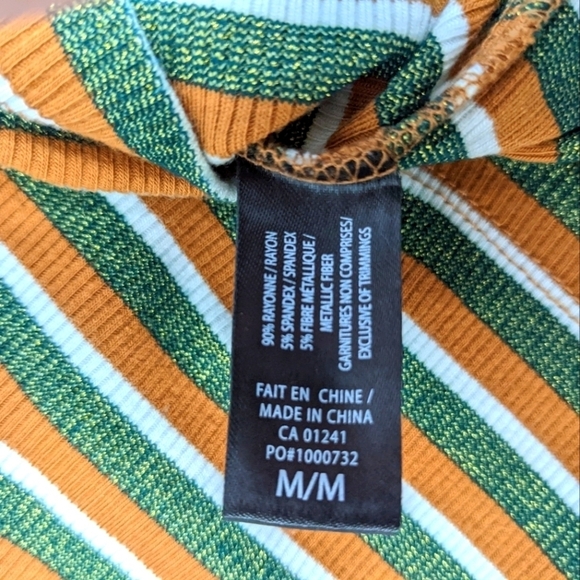 Simons Icône women's 90s striped zipped mock neck top size M - Picture 4 of 8